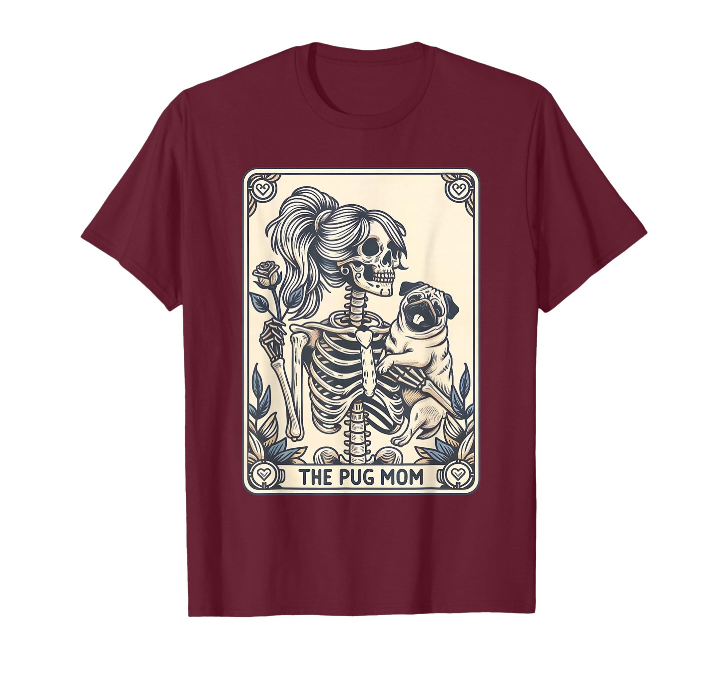Pug Mom Tarot Card, Skeleton Pug Mom, Halloween Dog T-Shirt