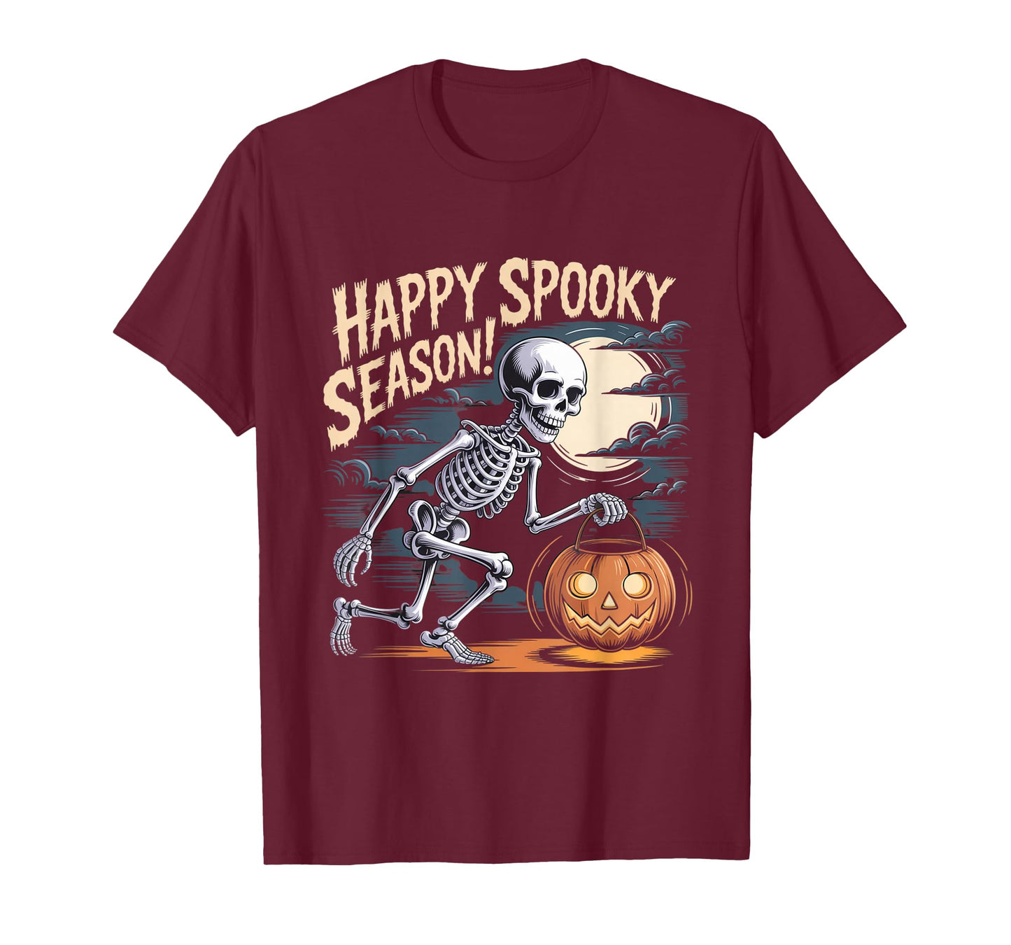 Happy Spooky Season Outfit – Skeleton with Pumpkin Lantern a T-Shirt
