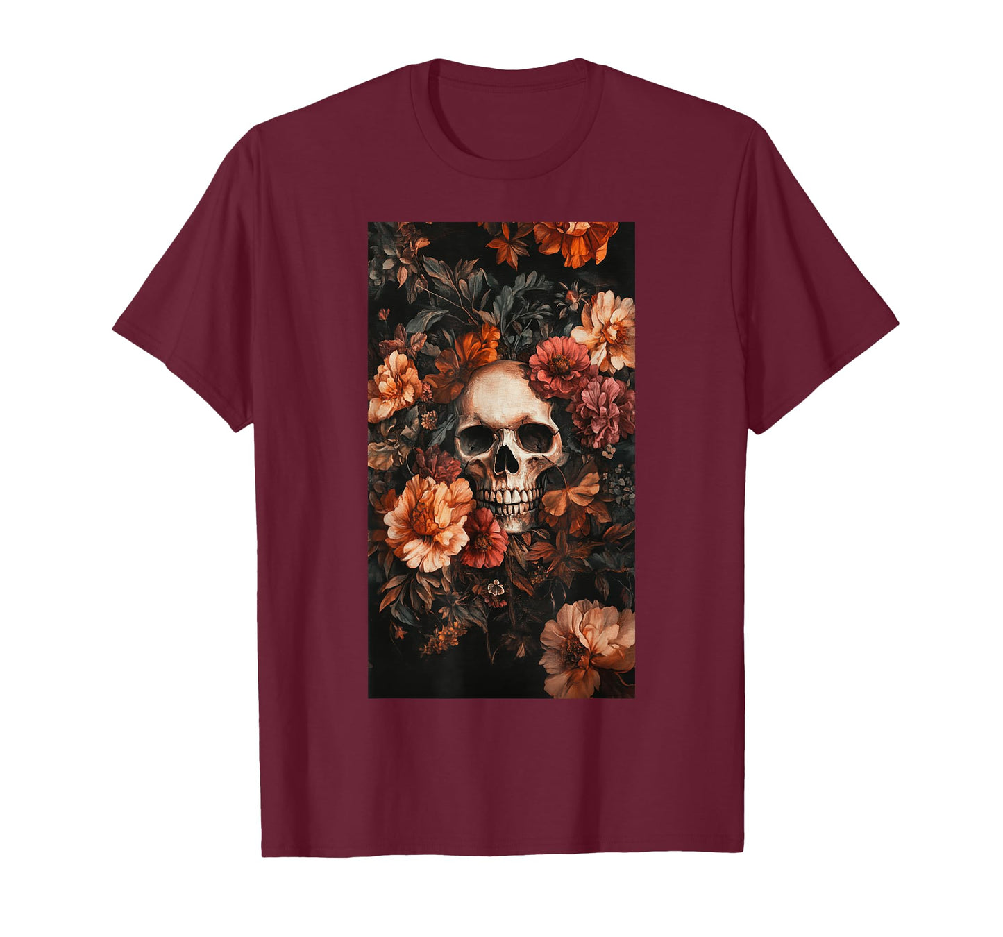 Floral Subtle Skull Accents Skull art T-Shirt