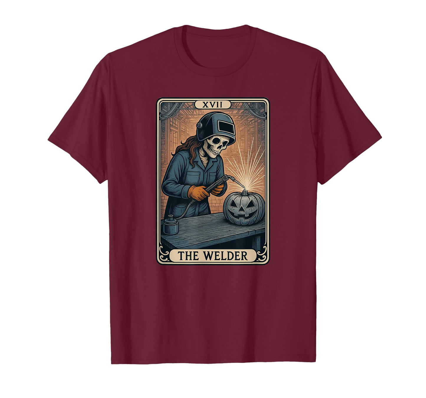 Halloween Welder Skull Pumpkin Gift for Women T-Shirt