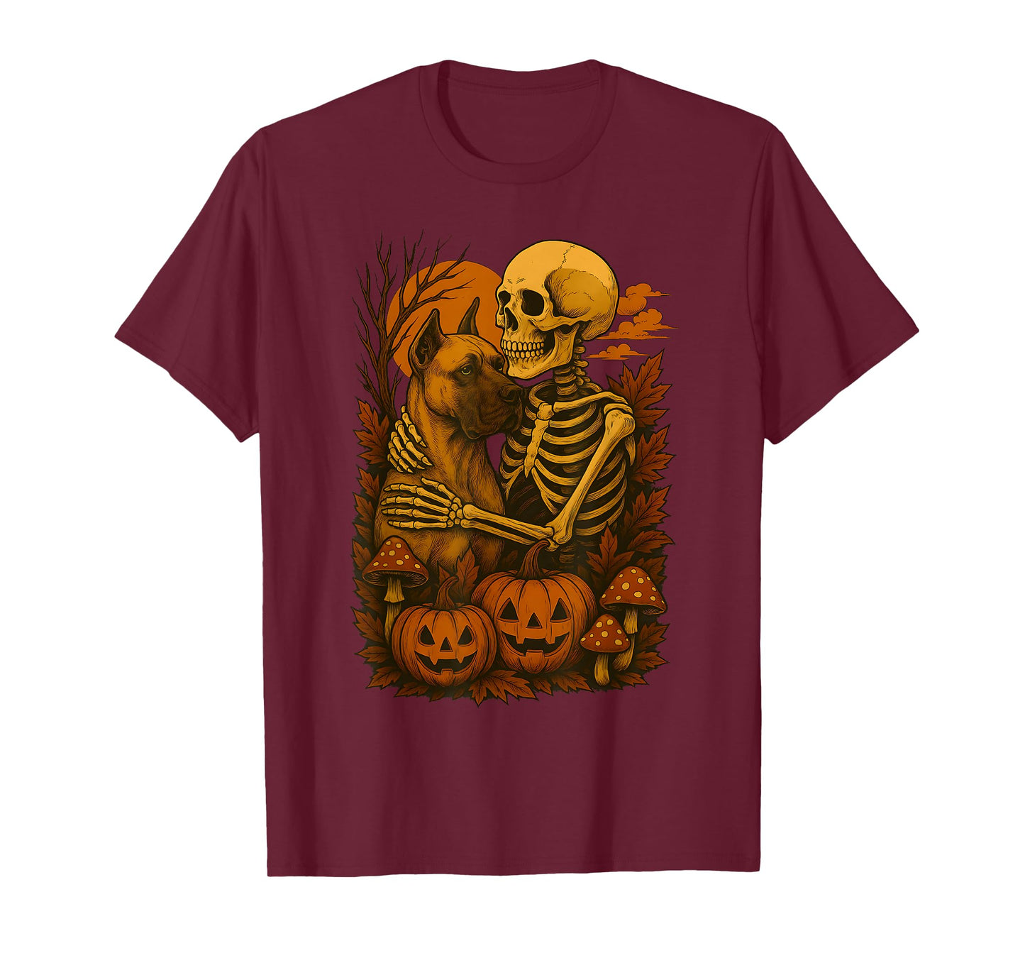 Skeleton Hugging Great Dane T-Shirt