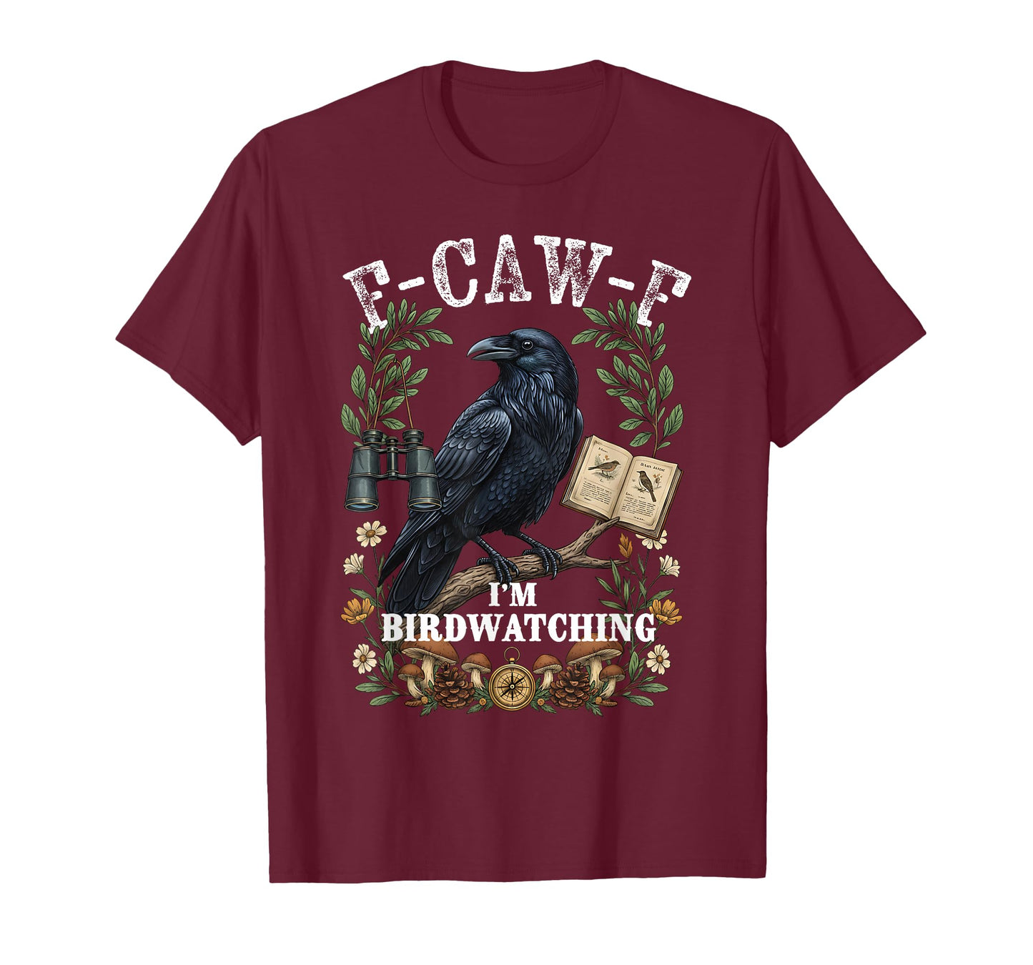 Retro F-Caw-F Black Crow Raven Saying for Birdwatching T-Shirt