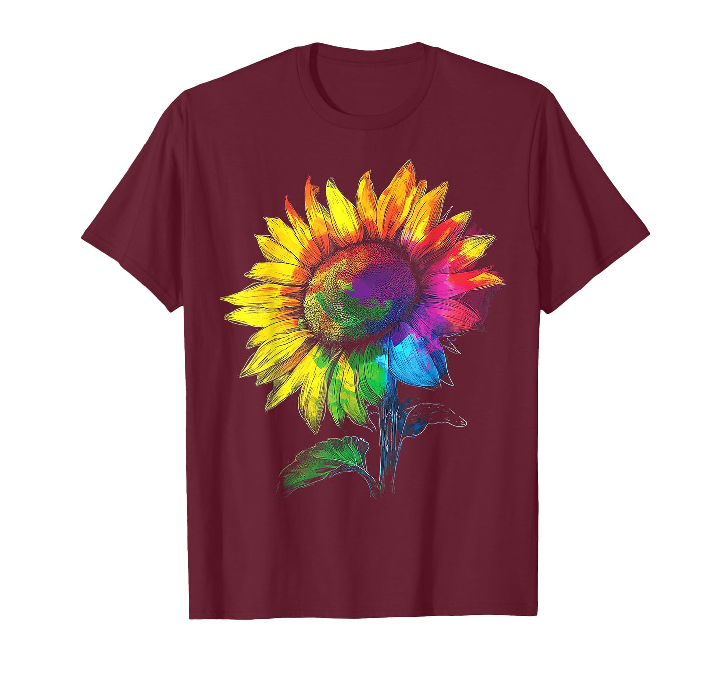 Sunflower Colorful Nature Art Graphic Sunflower T-Shirt