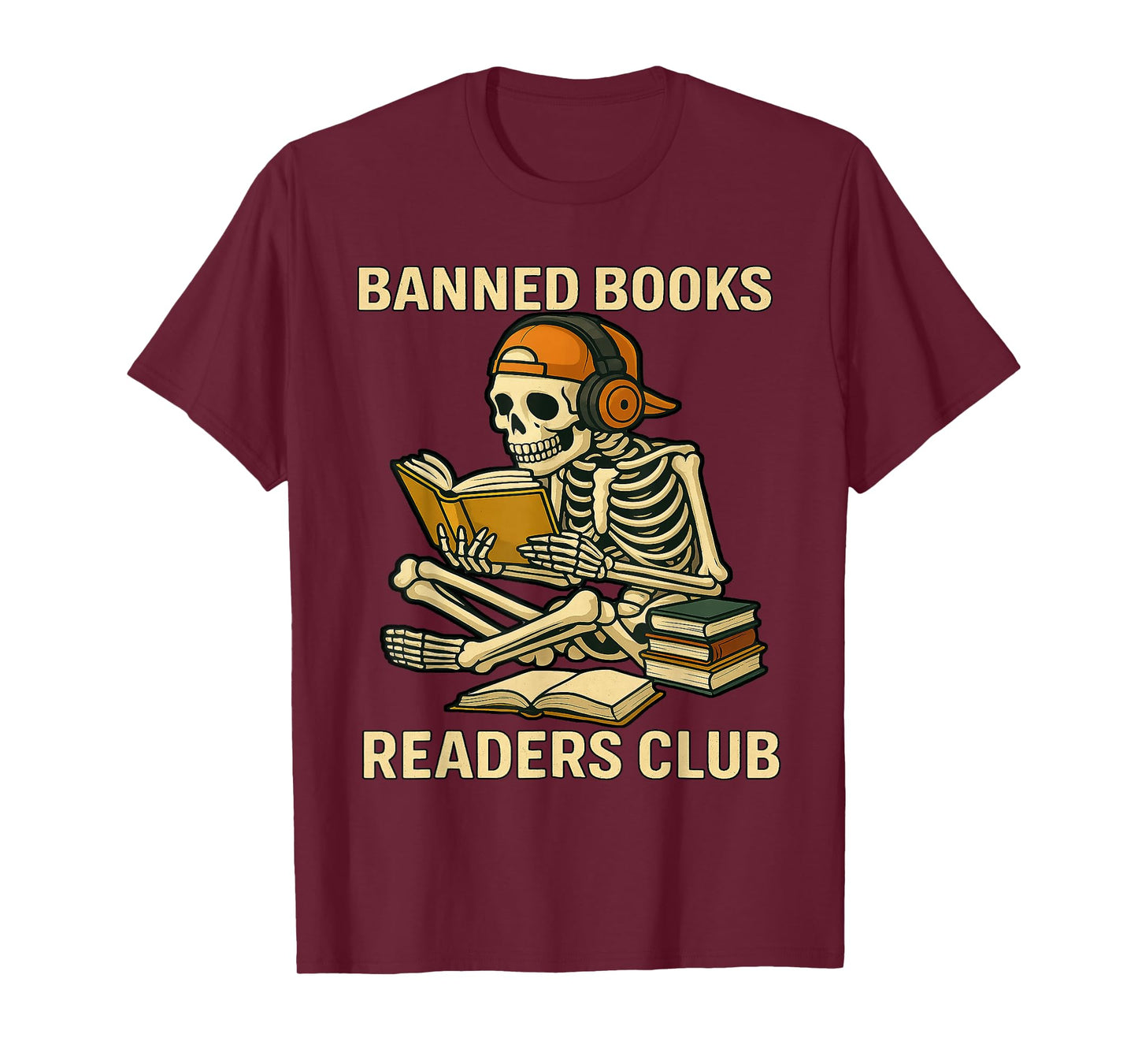 Banned Books Readers Club Design - Skeleton Bookworm T-Shirt