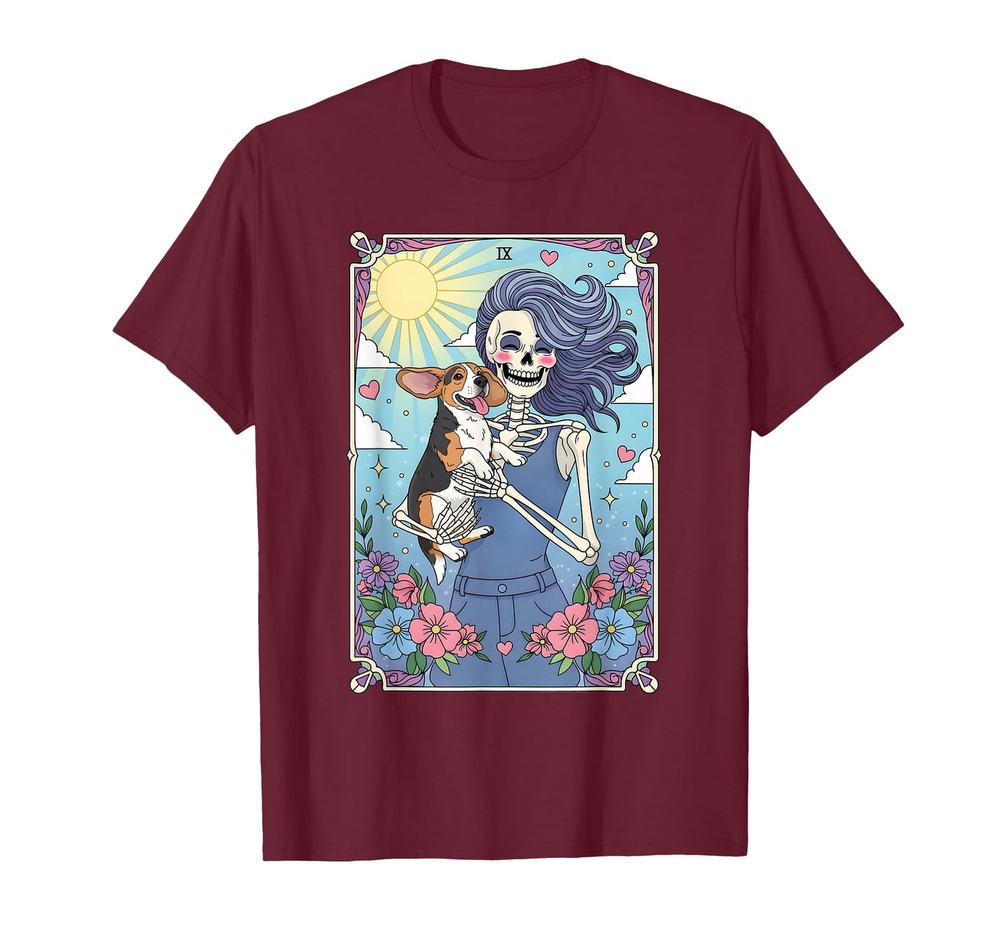 Beagle Dog Tarot Card Halloween Costume Skeleton T-Shirt