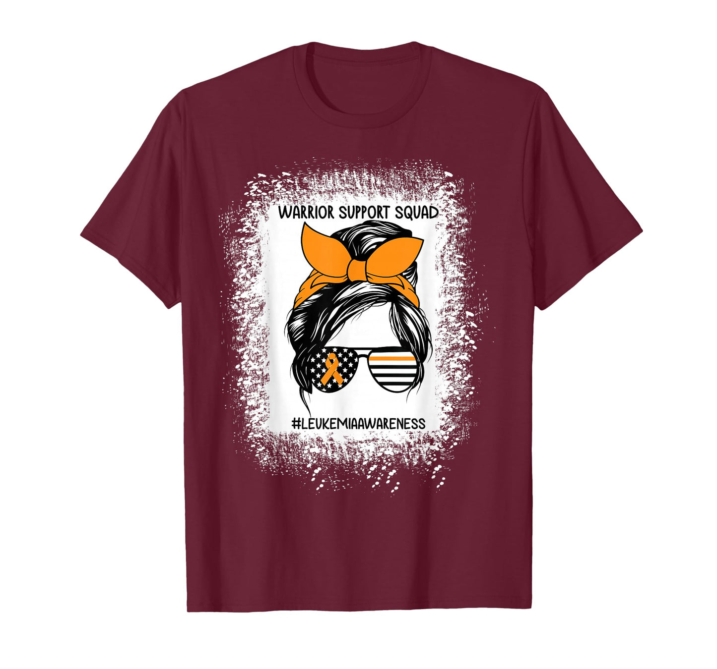 Leukemia Awareness Warrior Support Squad Messy Bun Sunglass T-Shirt