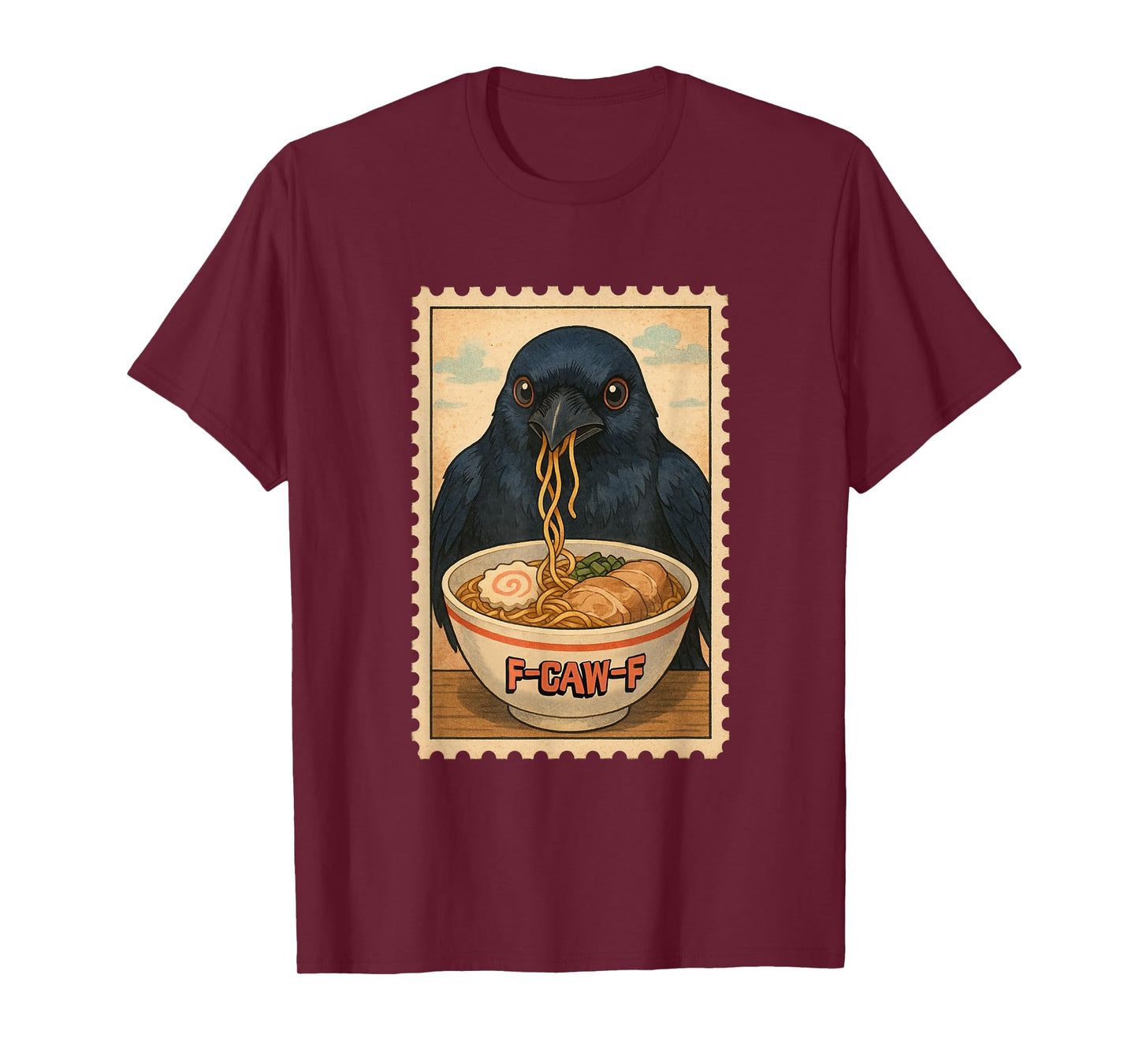Funny Crow Bird – F-CAW-F Pun Japanese Food Lover T-Shirt