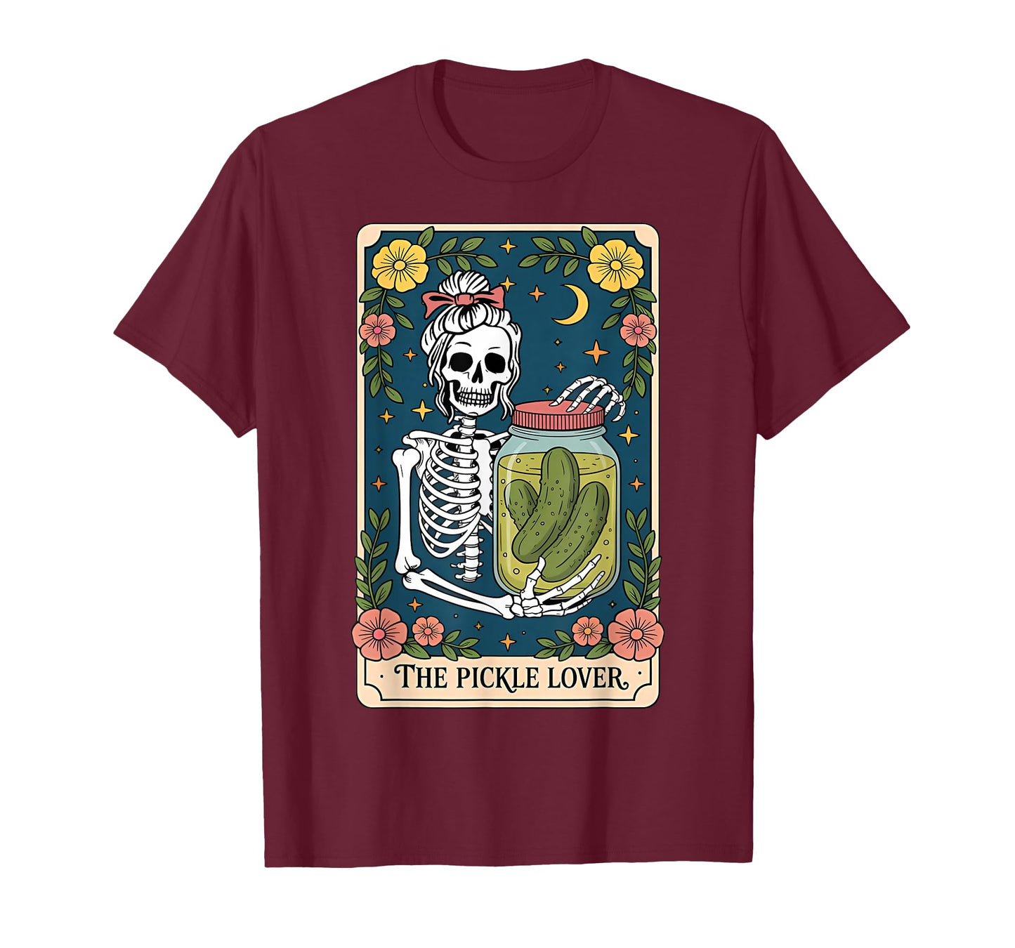 The Pickle Lover Tarot Card Messy Bun T-Shirt