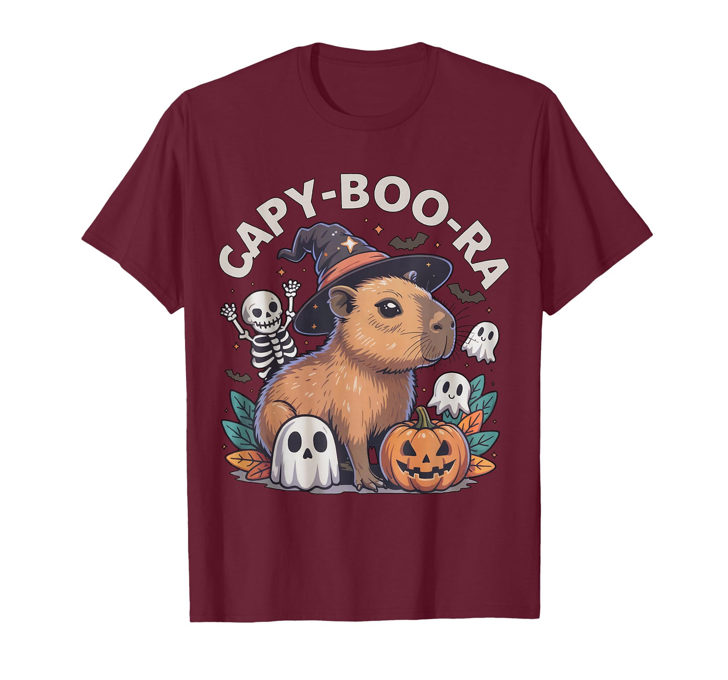 Funny Capybara Witch Hat Capy-Boo-ra Halloween Ghost Boo T-Shirt