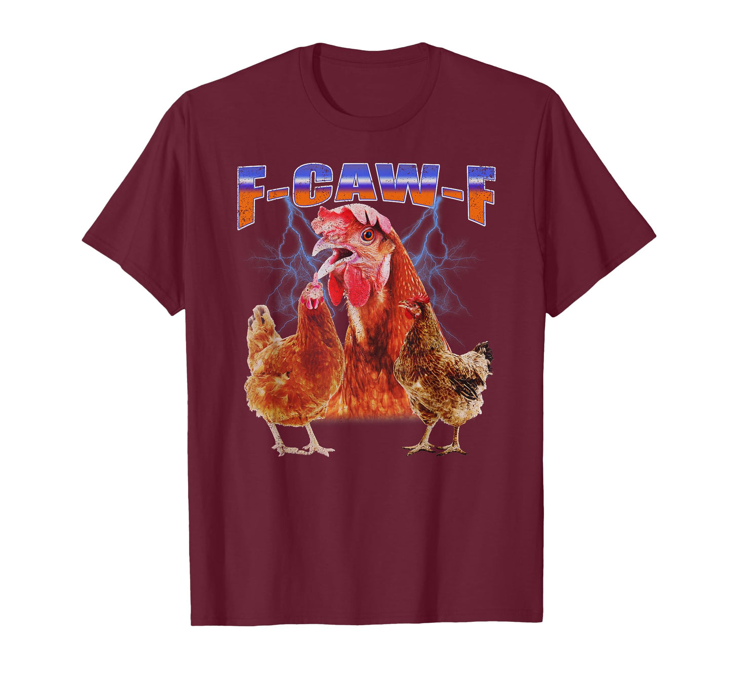 F-CAW-F Funny Chicken Rooster Vintage Bootleg T-Shirt