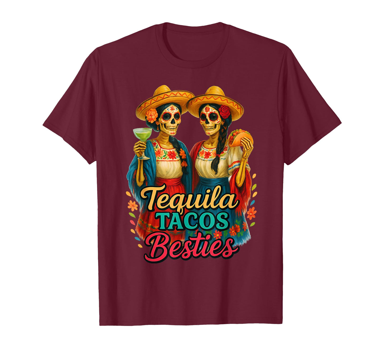 Tequila Tacos and Besties Margarita Squad Summer Girls Trip T-Shirt