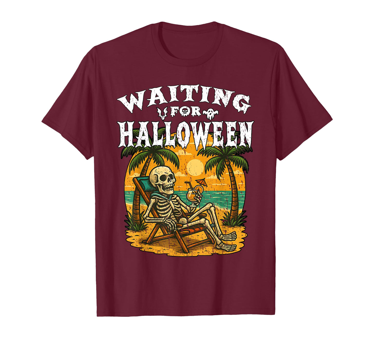 Waiting for Halloween Funny Skeleton Having Good time T-Shirt