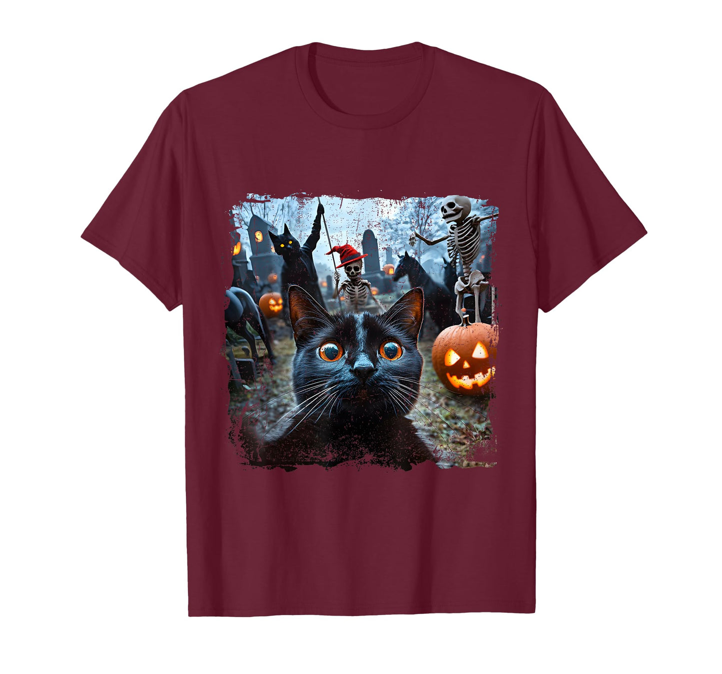 Black Cat Selfie Pumpkin Halloween Spooky Vibes T-Shirt