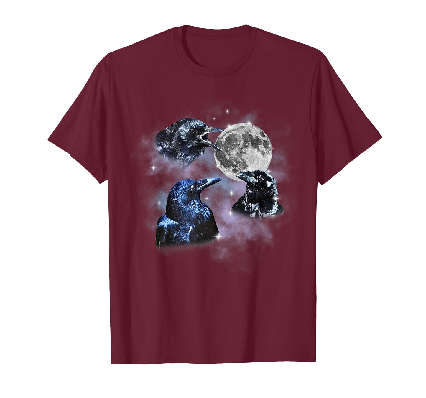 Three Raven Howling At The Moon Gothic Raven Dark Mystical T-Shirt