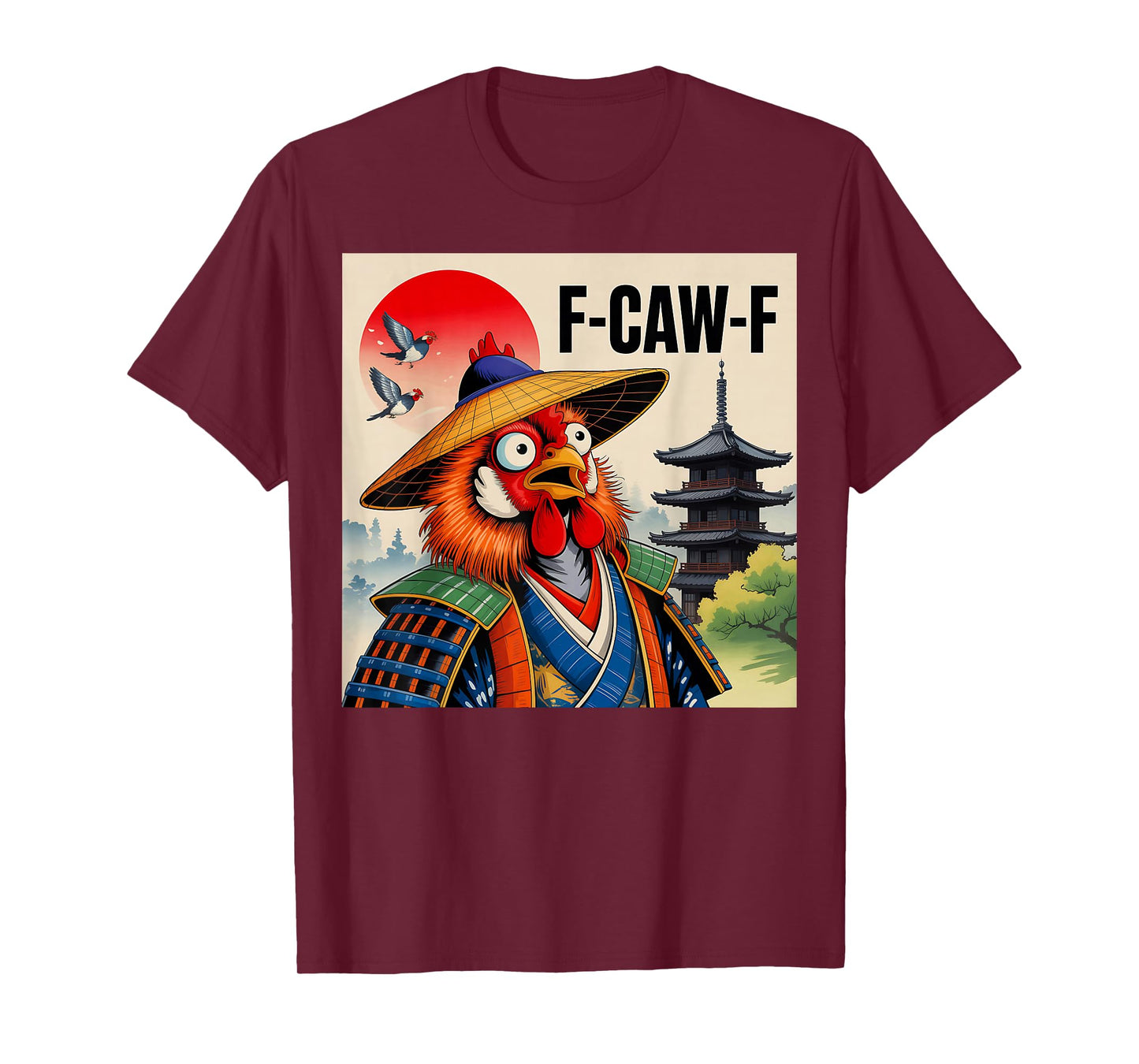Samurai Chicken F-CAW-F Rooster Warrior Japanese Vintage T-Shirt