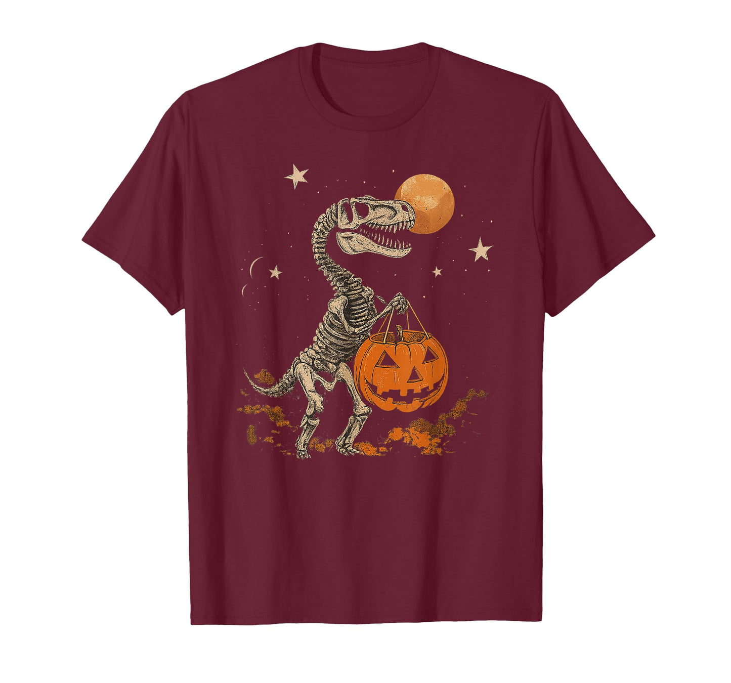 T Rex Skeleton with Pumpkin Halloween for Kids T-Shirt