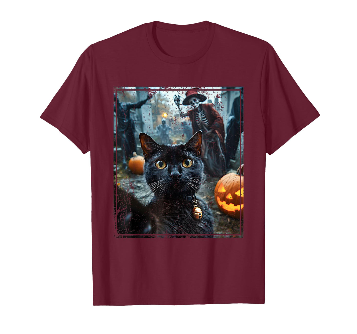Black Cat Selfie Pumpkin Halloween Spooky Vibes T-Shirt