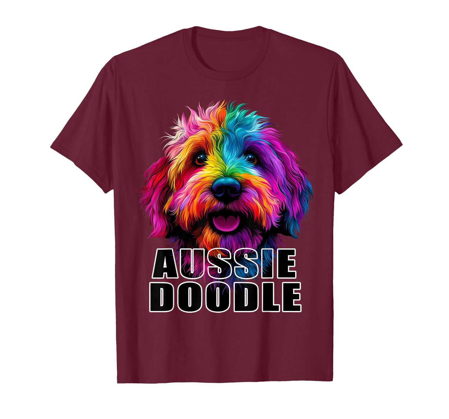 Aussiedoodle Aussie Doodle Puppy Dog Lover Colorful Black T-Shirt