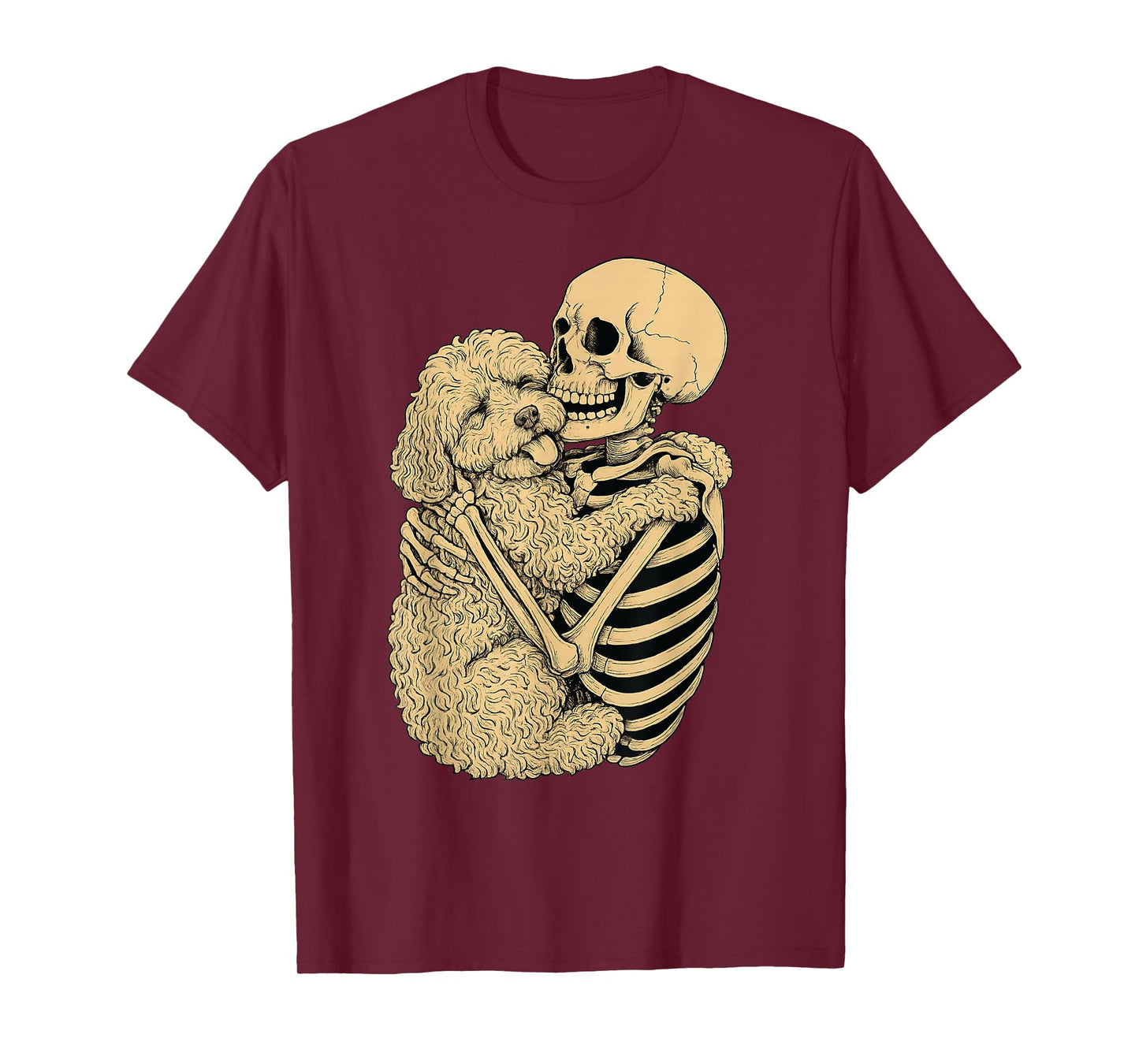 Skeleton Hugging Cockapoo Dog Halloween T-Shirt