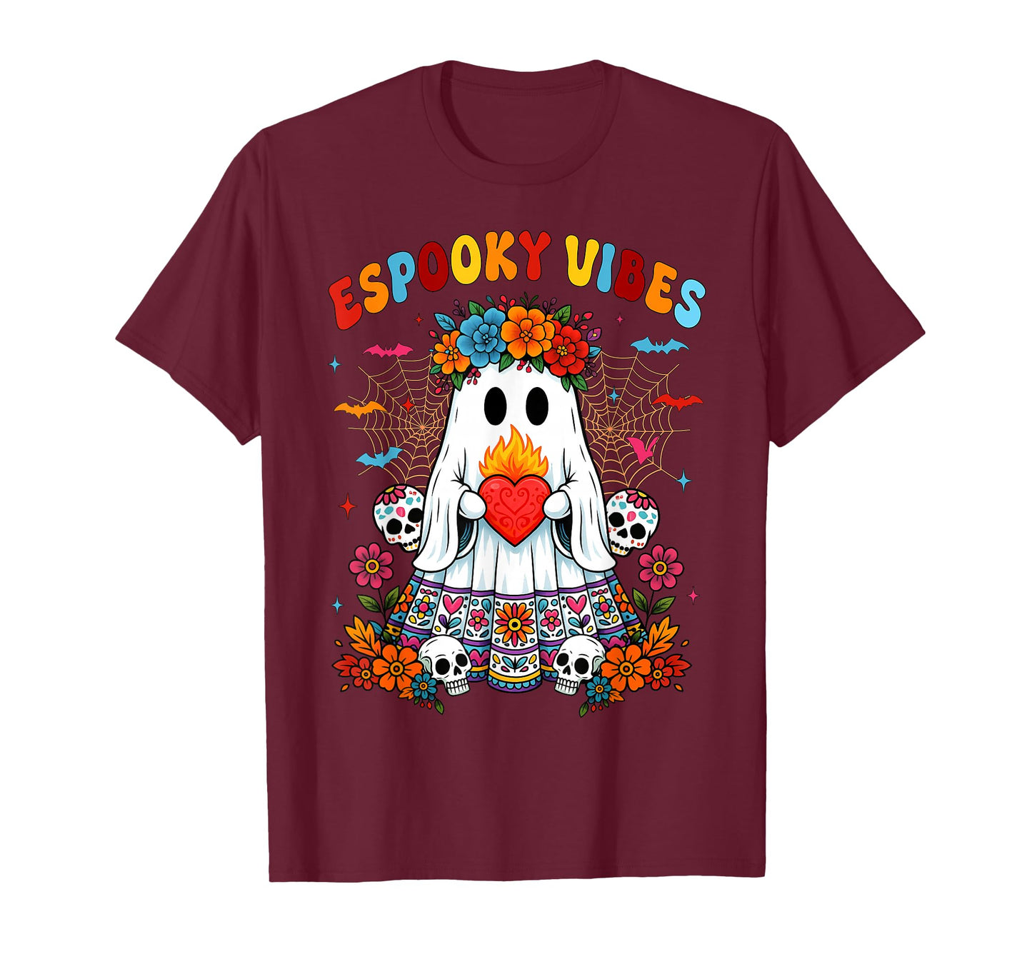 Espooky Vibes Concha Day of The Dead Mexican Halloween Ghost T-Shirt