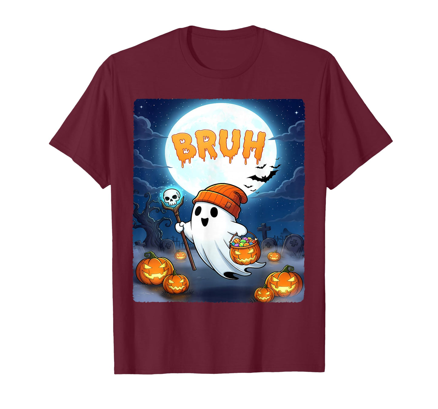 Bruh Ghost Cute Funny Halloween Costume Toddler Boys Kids T-Shirt