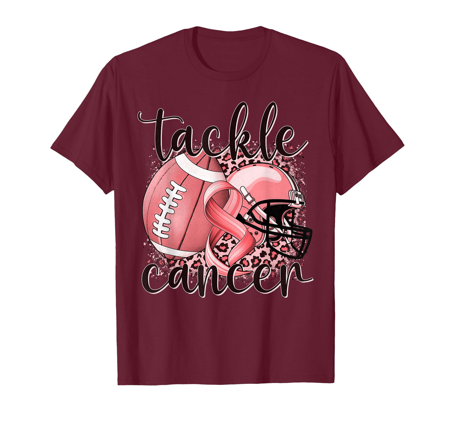 Tackle Uterine Cancer Football Lover Warrior Peach Ribbon T-Shirt