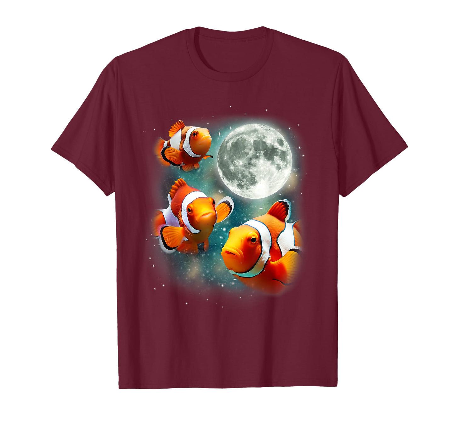 Three Clownfish Moon | Tropical Ocean Marine Clown Fish T-Shirt