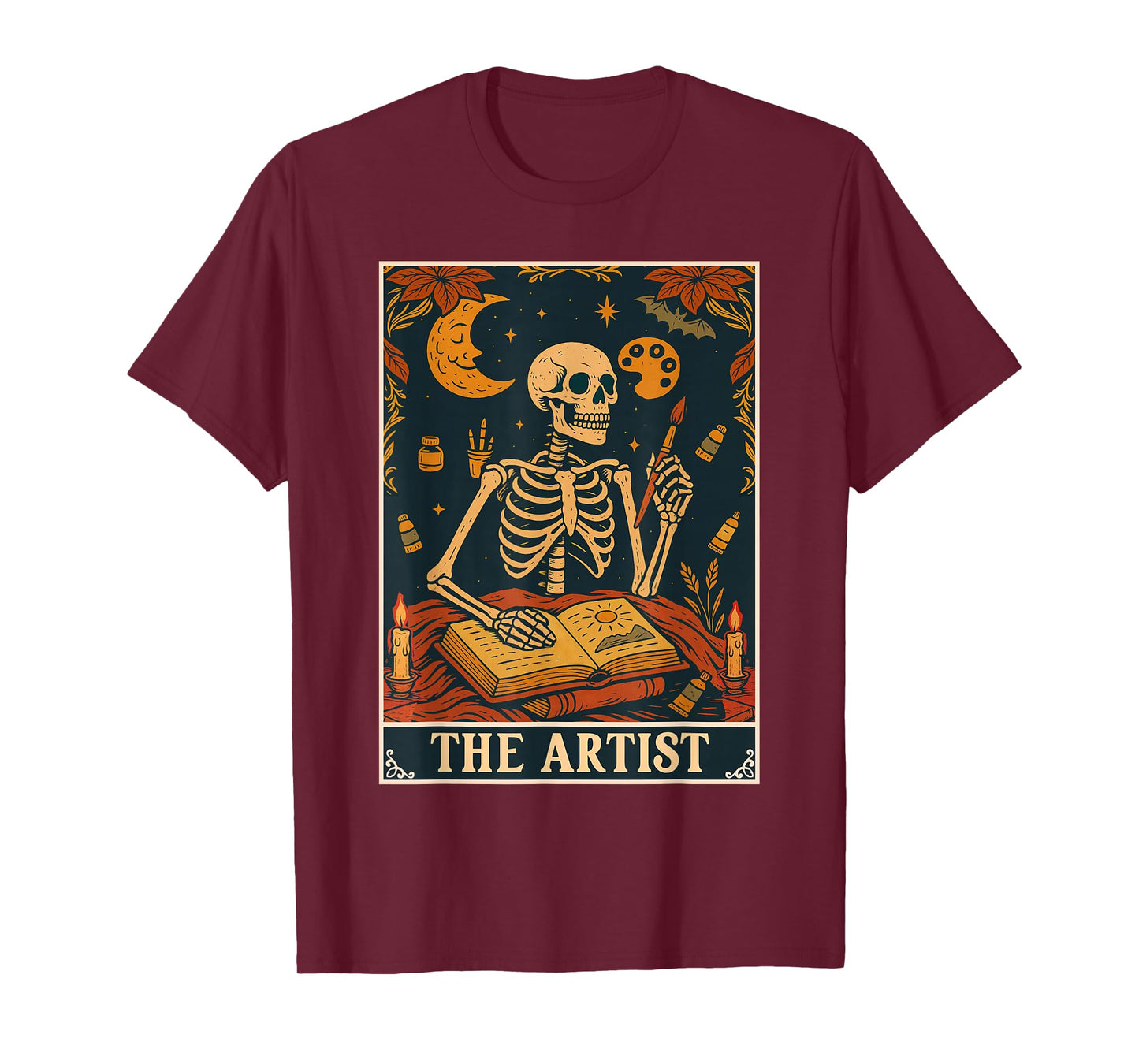 The Artist Tarot Card Skeleton Painting Art Lover Painter T-Shirt