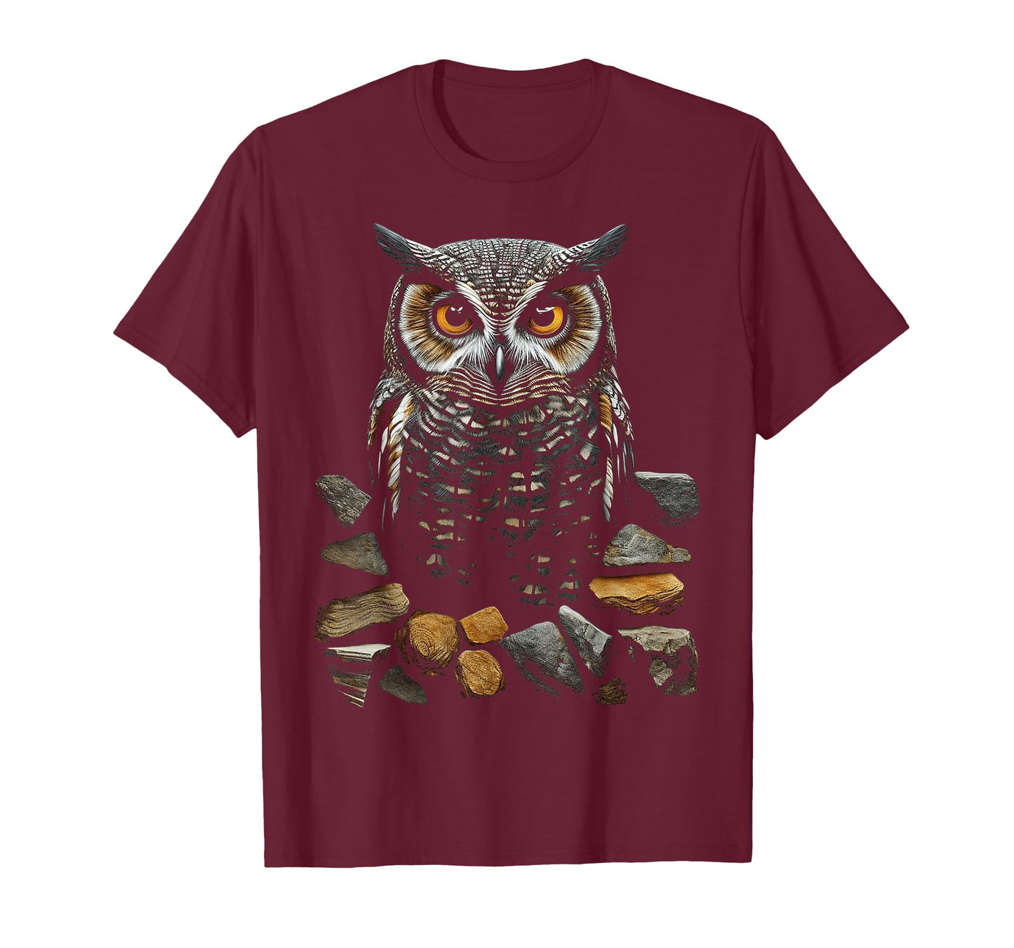 Owl Art Stones Animal Drawing Graphic Owl T-Shirt