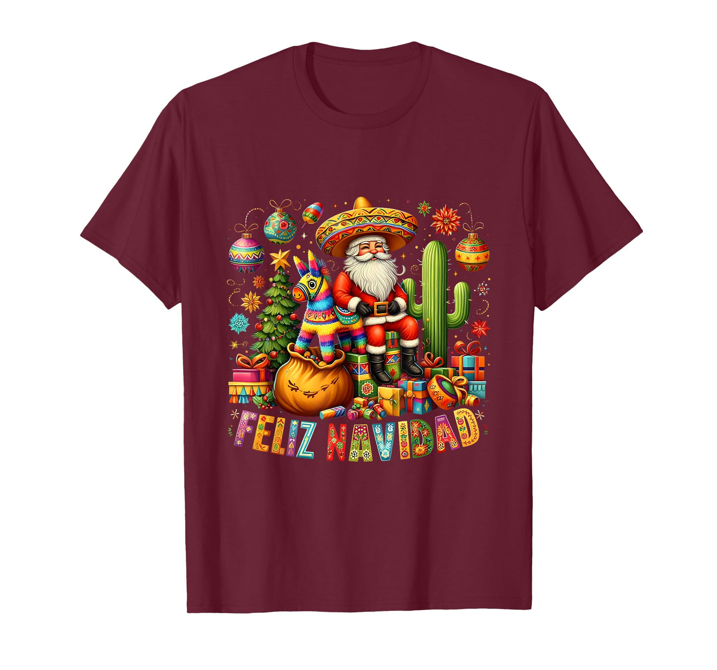 Feliz Navidad Mexican Funny Christmas Santa Festive Graphic T-Shirt