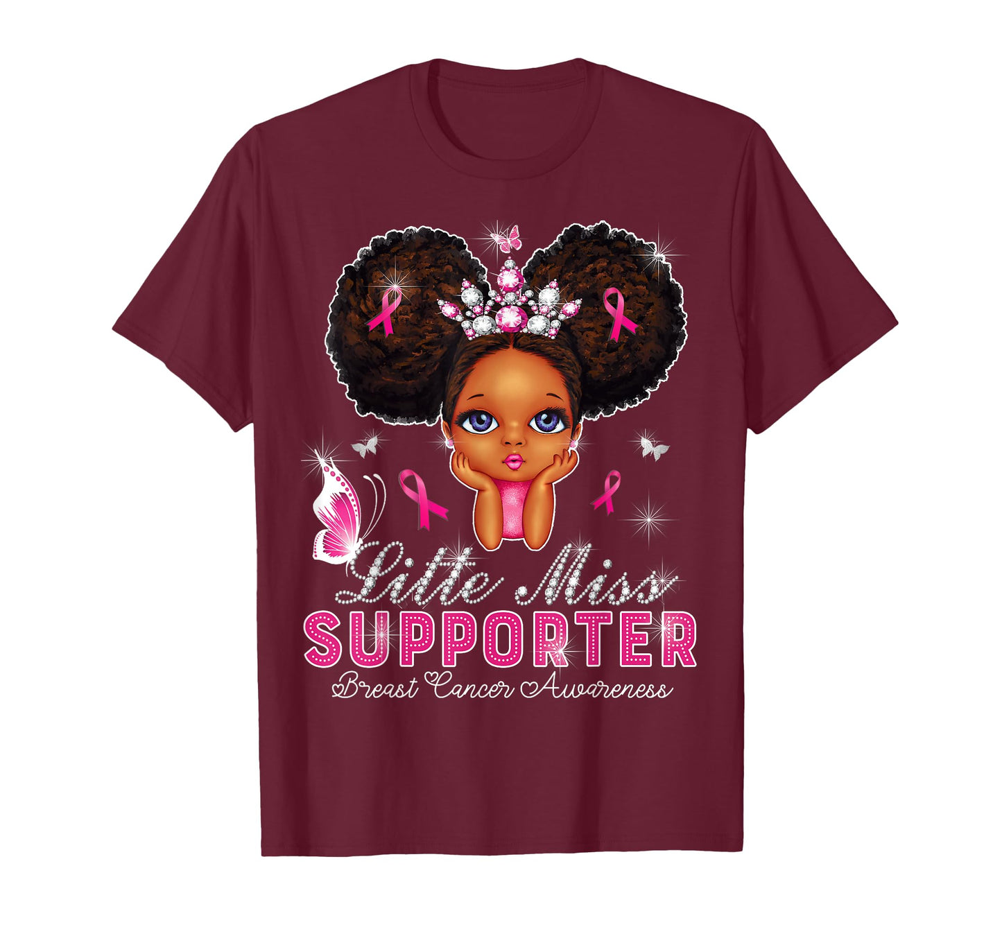 Little Miss Supporter breast cancer awareness for kids T-Shirt