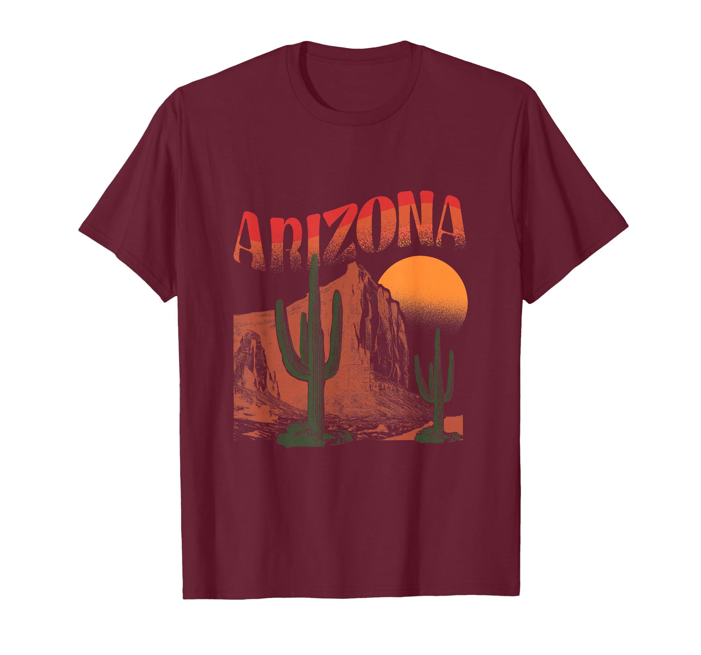 Arizona Desert Sunset With Cactus And Cliffs Vintage Style T-Shirt
