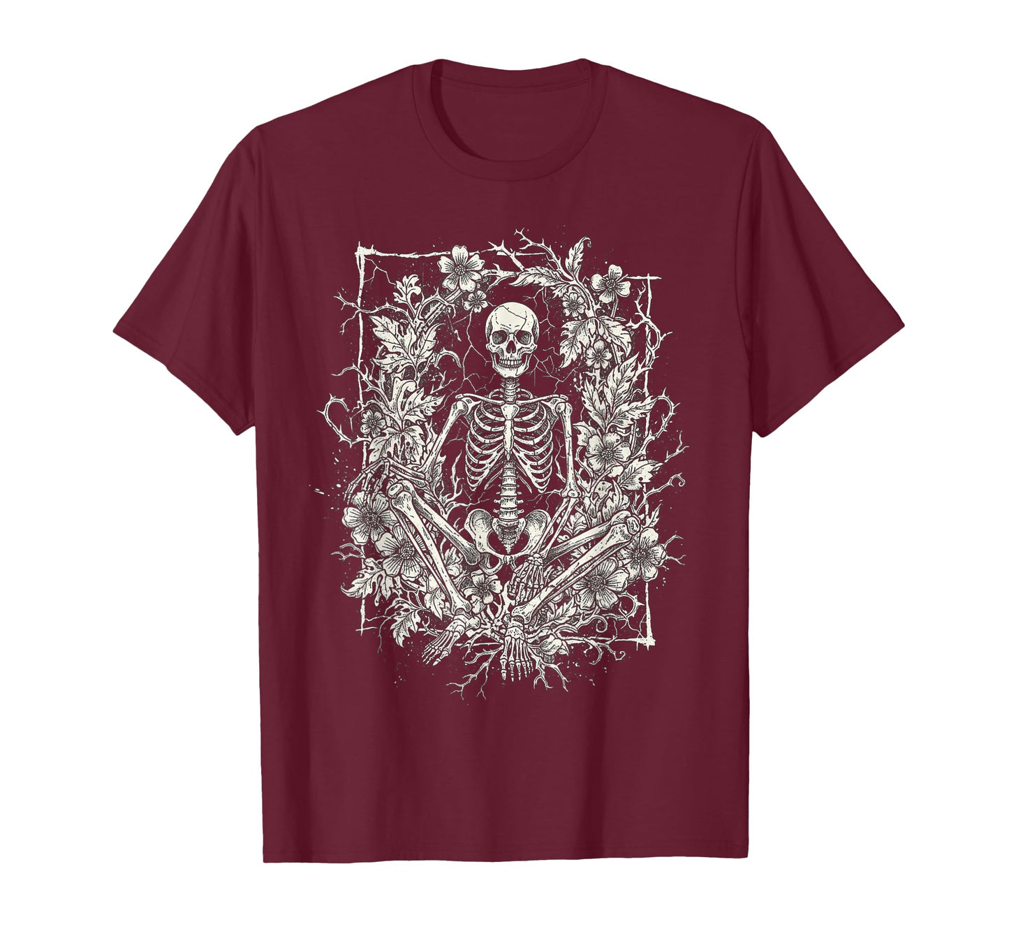 Skeleton Flower with Halloween Art T-Shirt