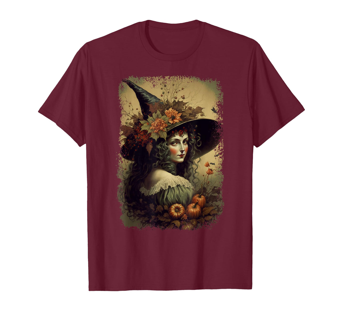 Vintage Nature Witch October Halloween Illustration T-Shirt