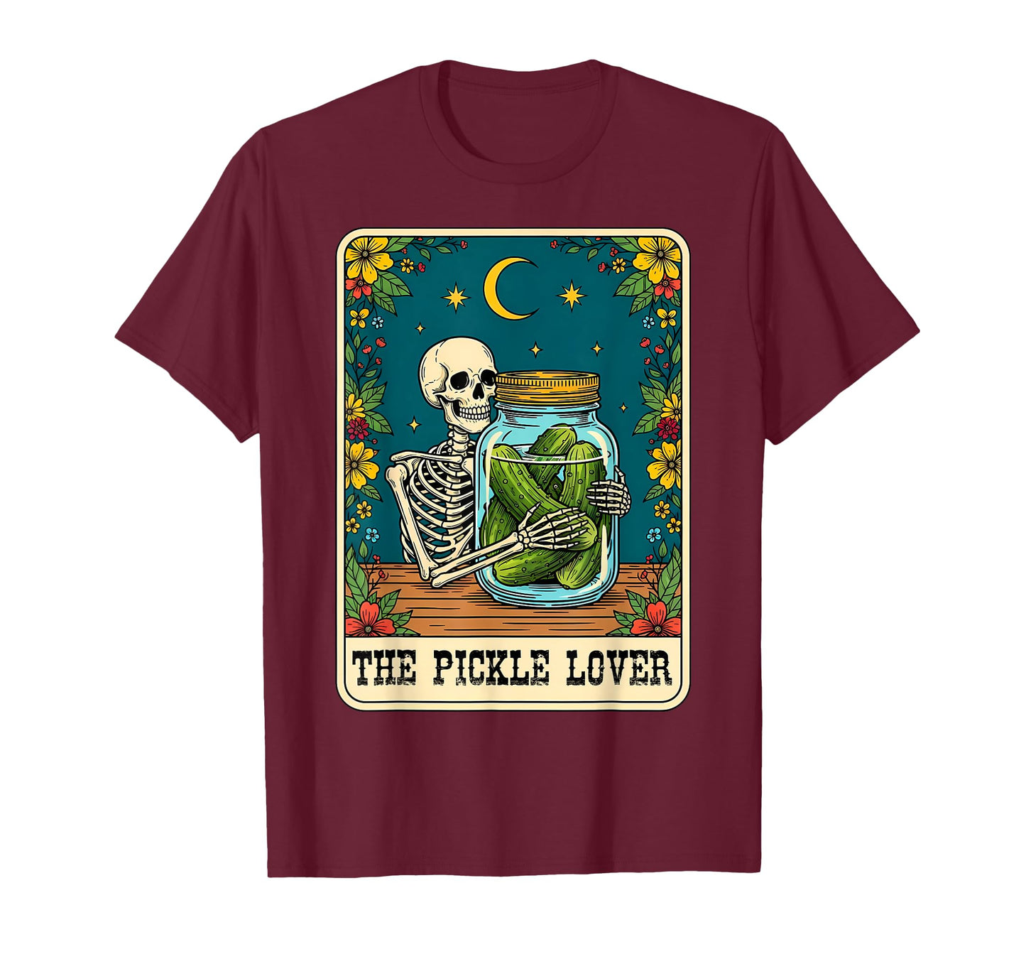 The Pickle Lover Tarot Card Skeleton Pickles T-Shirt