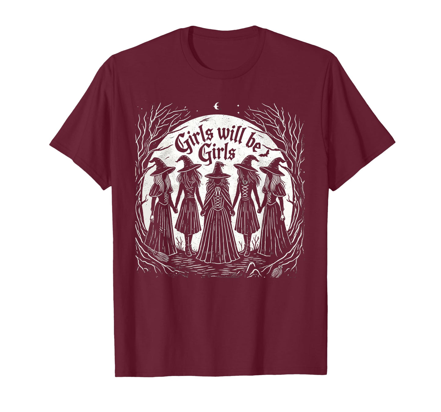 Girl Will Be Girl Funny Witch Distressed Witchy Vibes T-Shirt