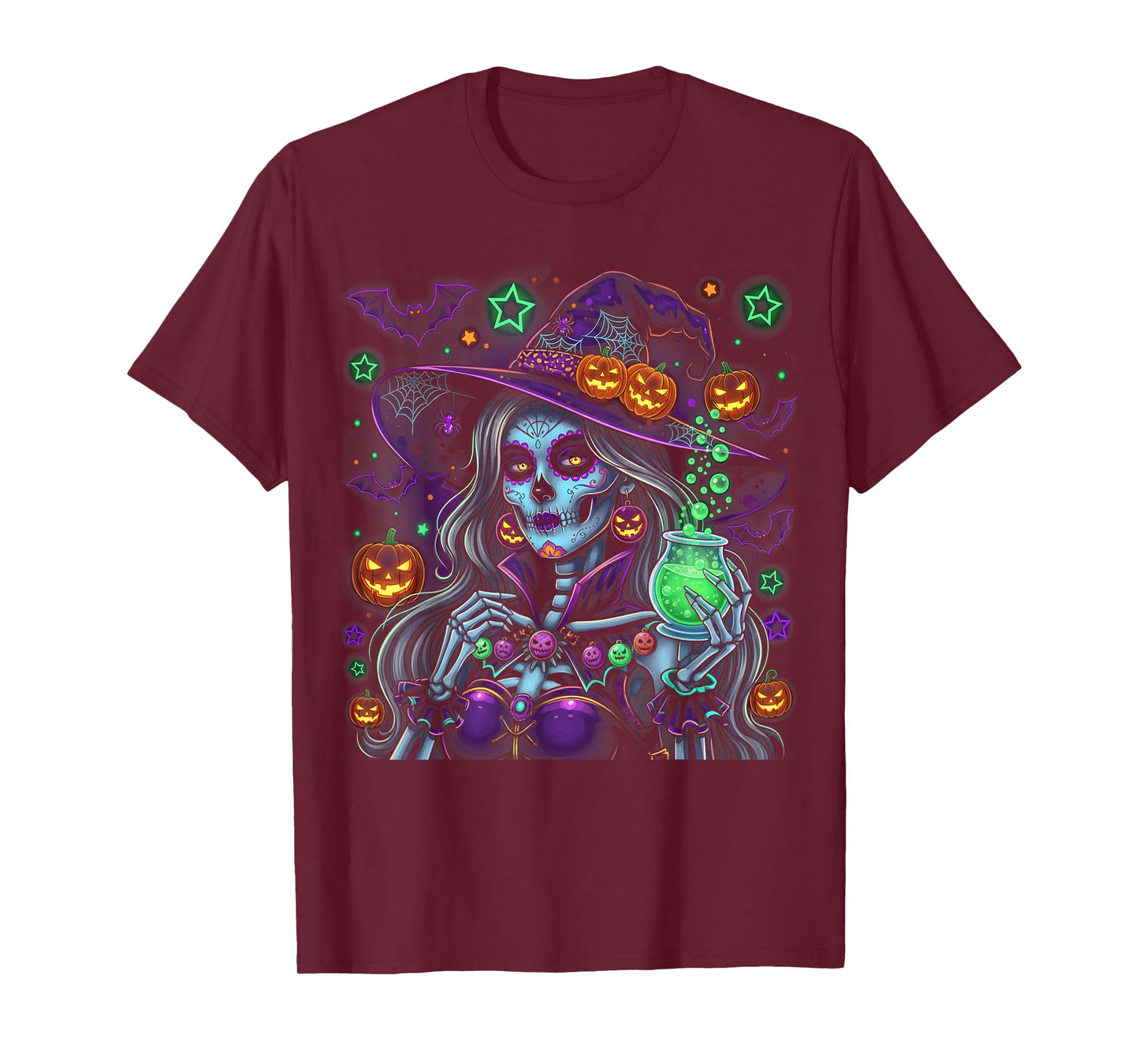 Funny Halloween Skeleton Witch Sugar Skull Halloween T-Shirt