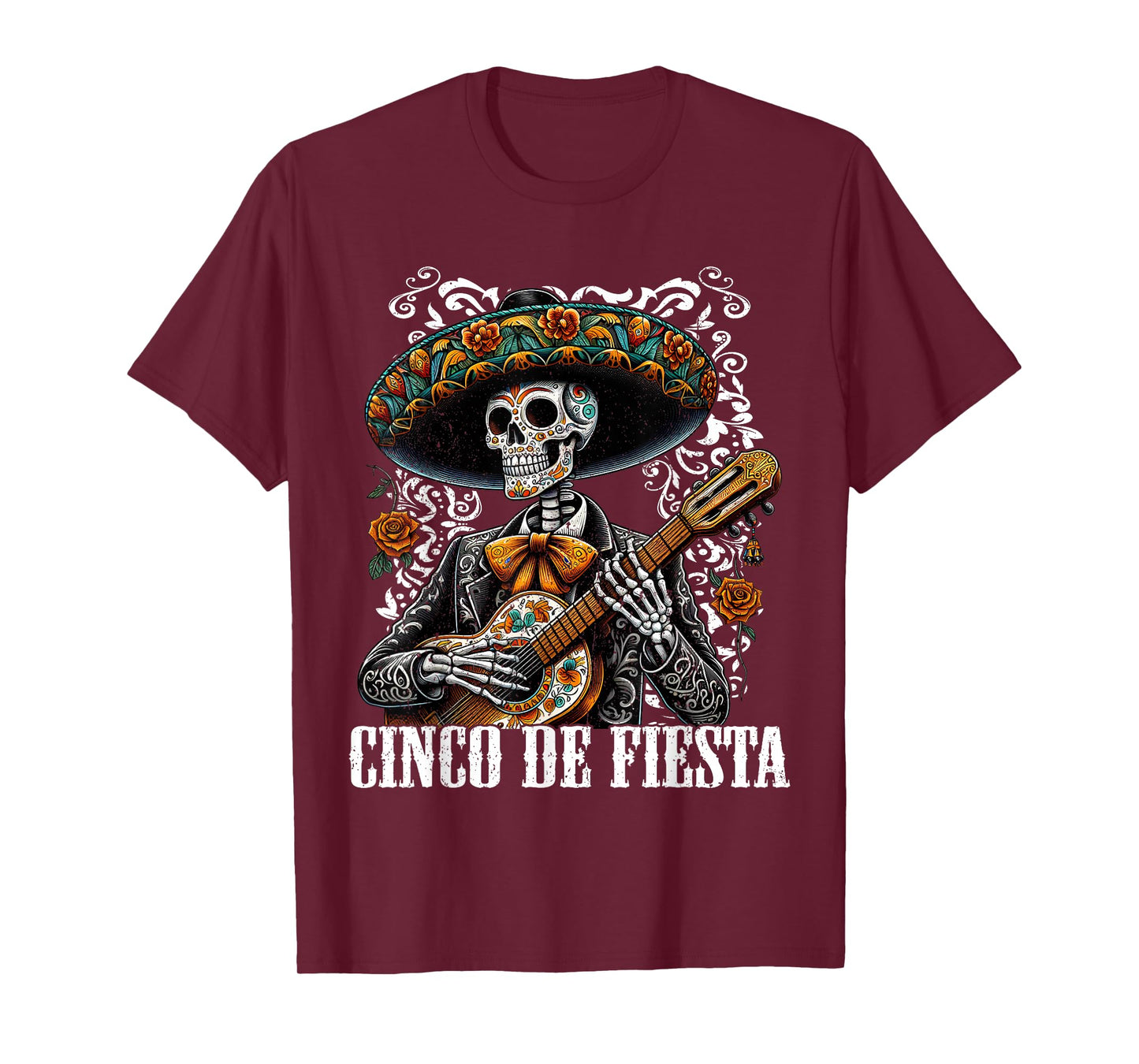 Cinco De Mayo Fiesta Mariachi Skeleton Guitar Mexican 2024 T-Shirt