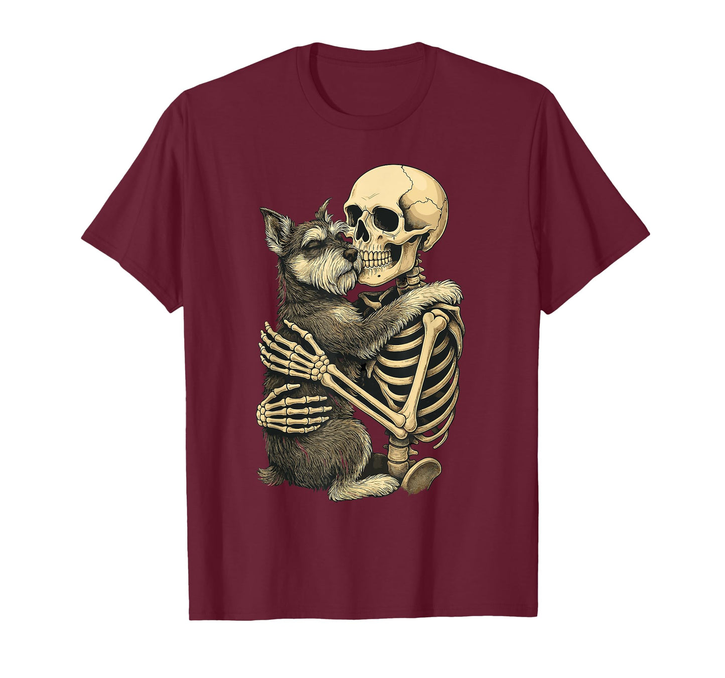 Skeleton Hugging Miniature Schnauzer T-Shirt