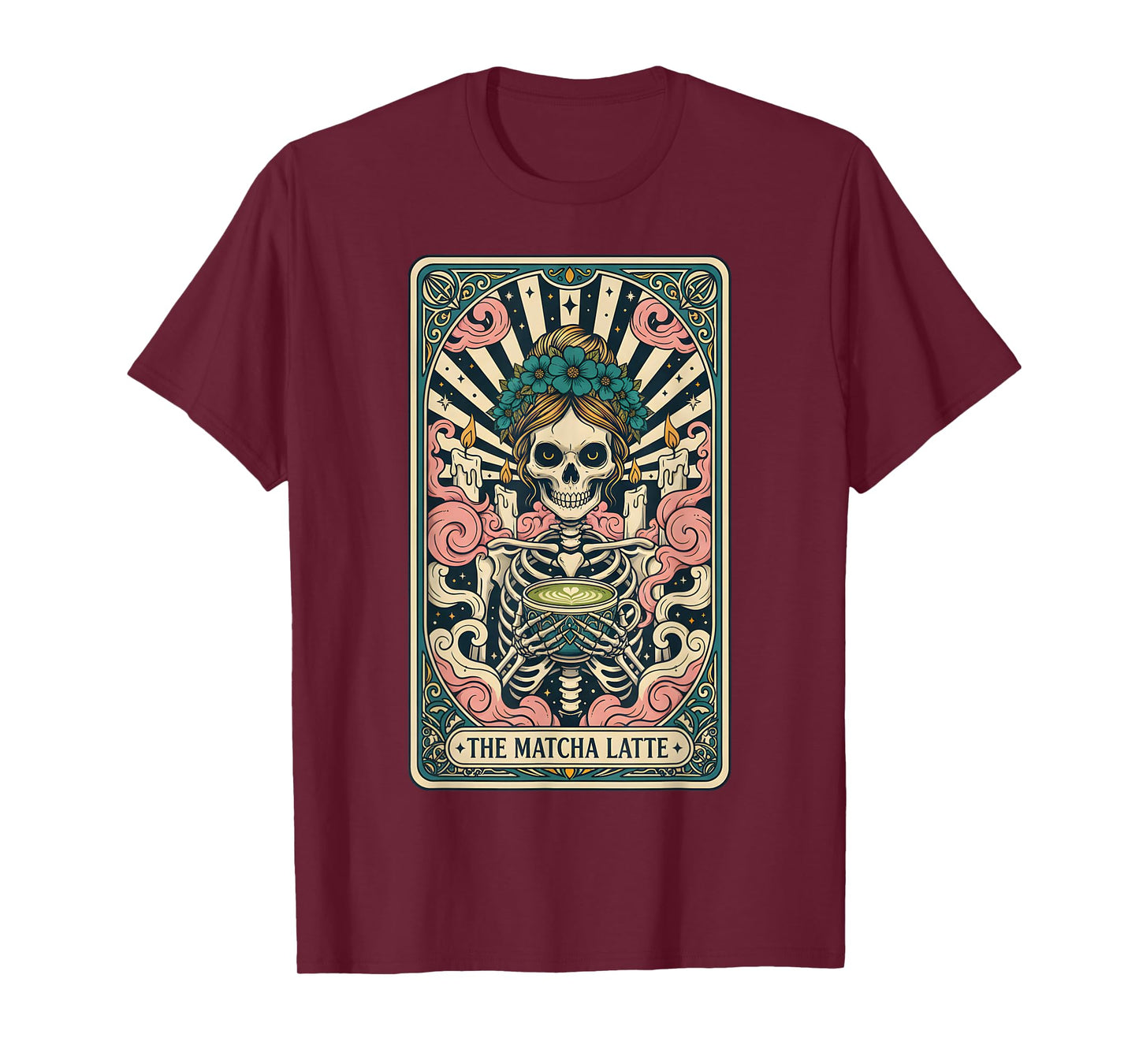 The Matcha Latte Gothic Skeleton Tarot Dark Art Design T-Shirt