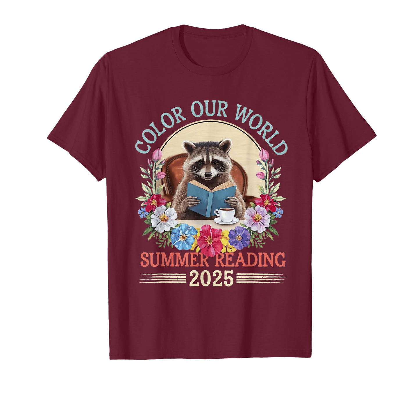 Color Our World Raccoon Summer Reading 2025 T-Shirt