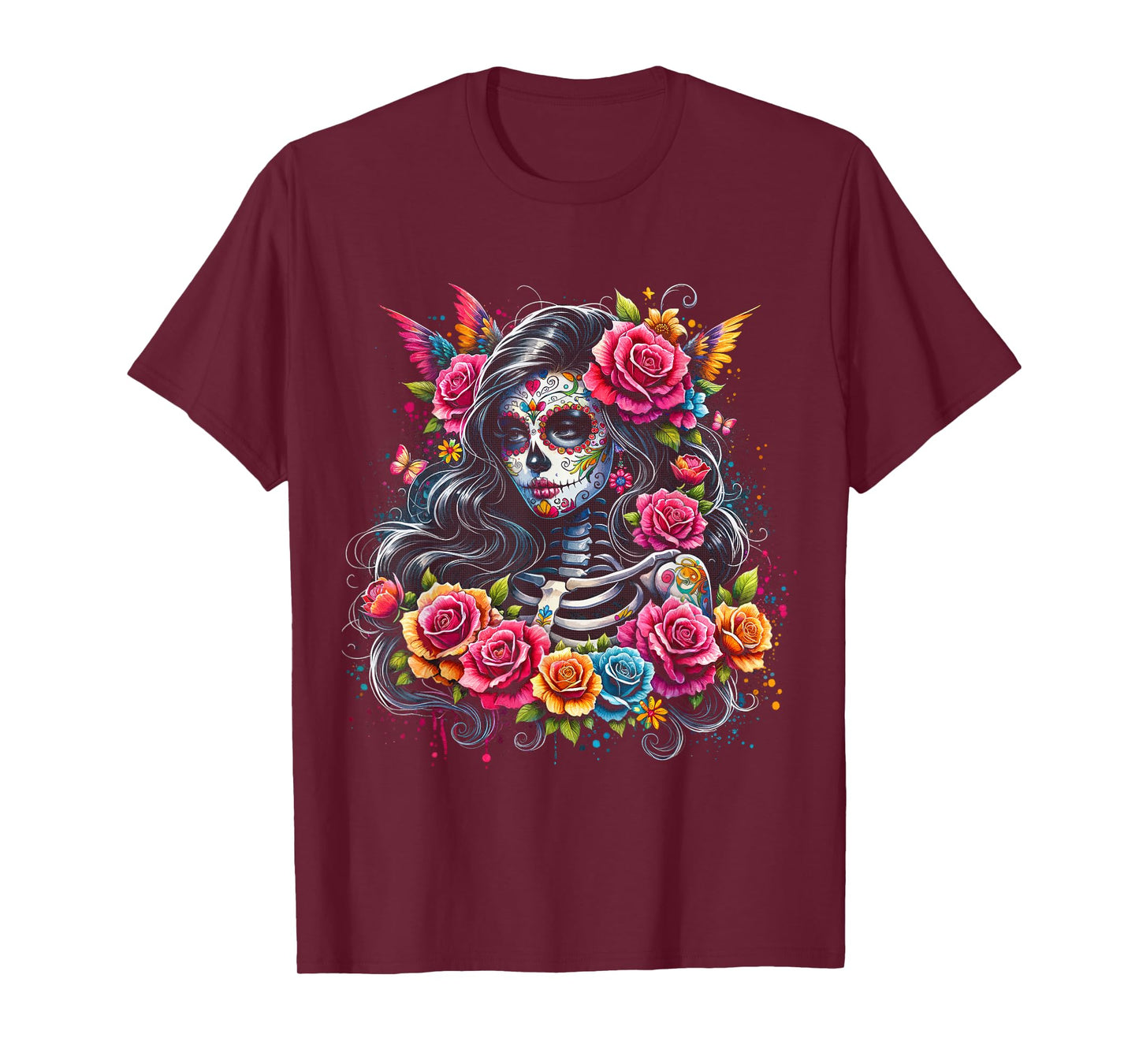De Los Muertos La Catrina Day of the Dead Sugar Skull Women T-Shirt