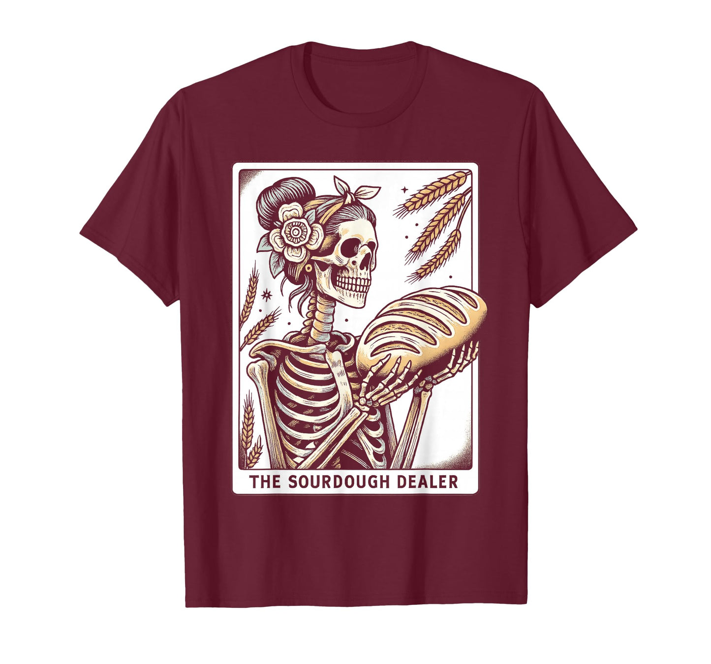 Sourdough Bread Skeleton Tarot Card Homemaker Baking Art T-Shirt
