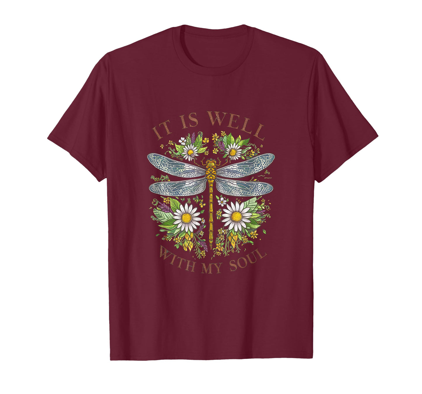 It Is Well With My Soul Dragonfly Floral T-Shirt