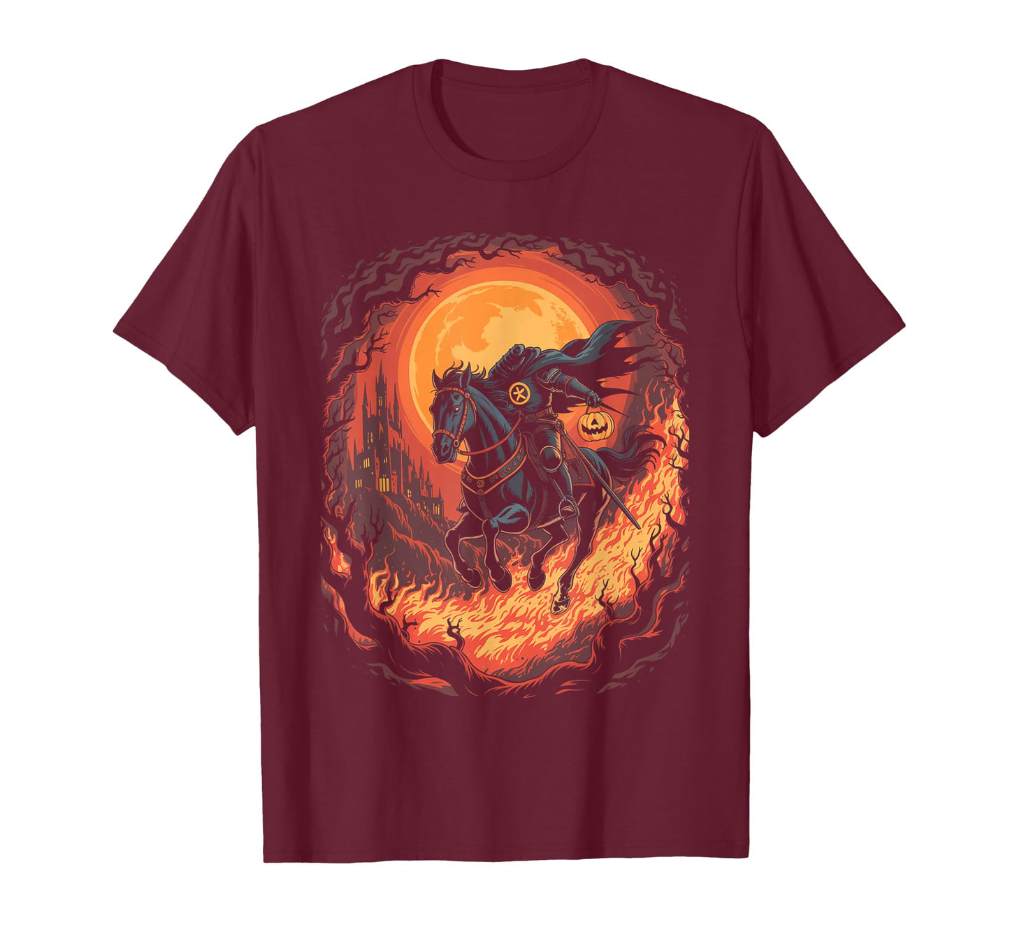 Scary Pumpkin Headless Horseman Halloween T-Shirt