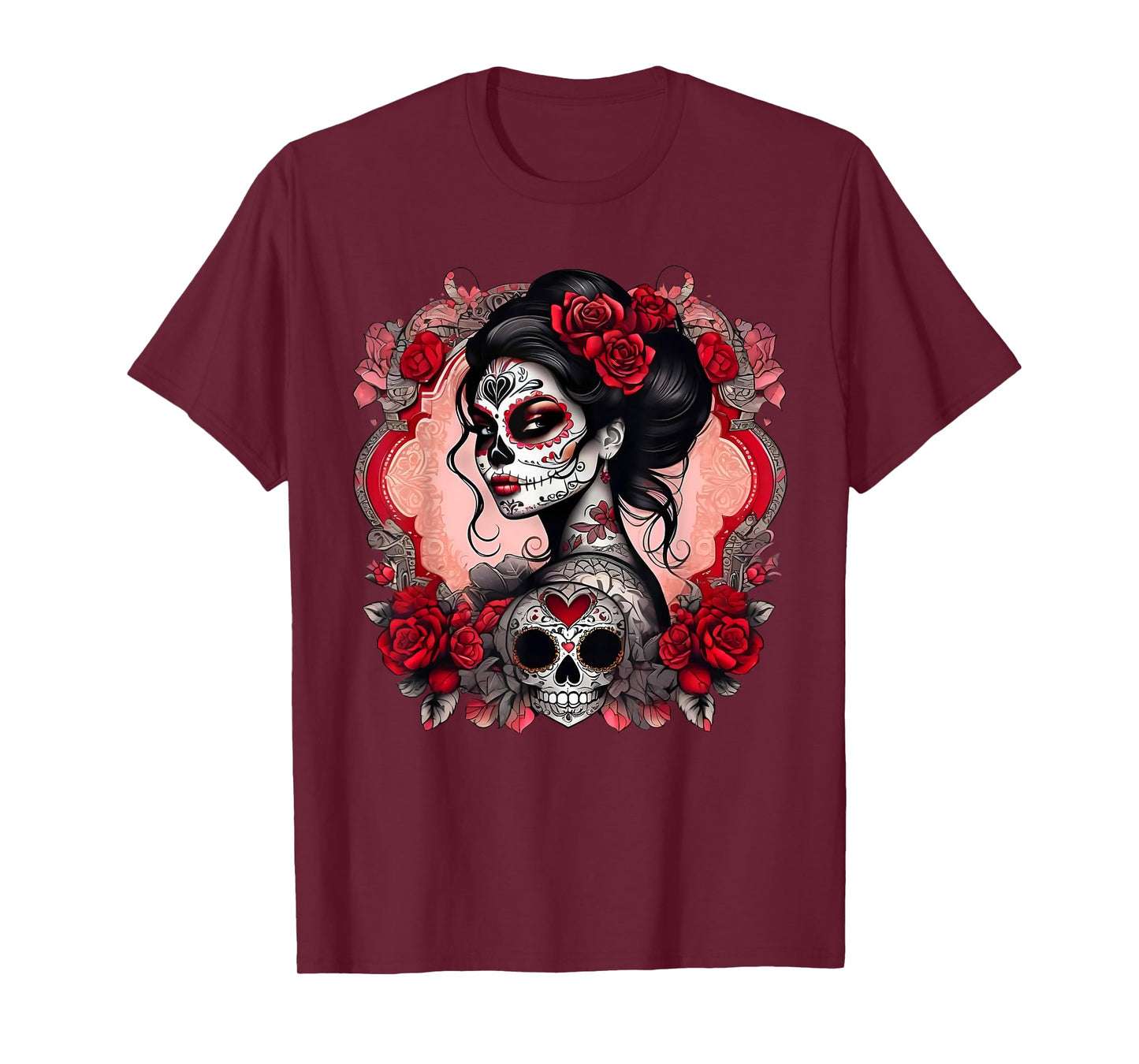 Sugar Skull Women De Los Muertos La Catrina Day Of The Dead T-Shirt