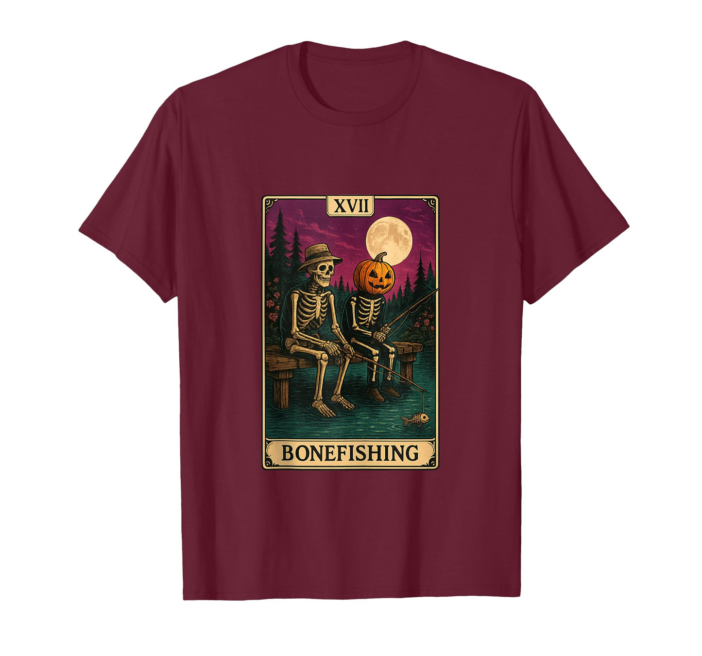 Tarot Card Bonefishing Jack O Lantern Skeleton Fishing Tank Top