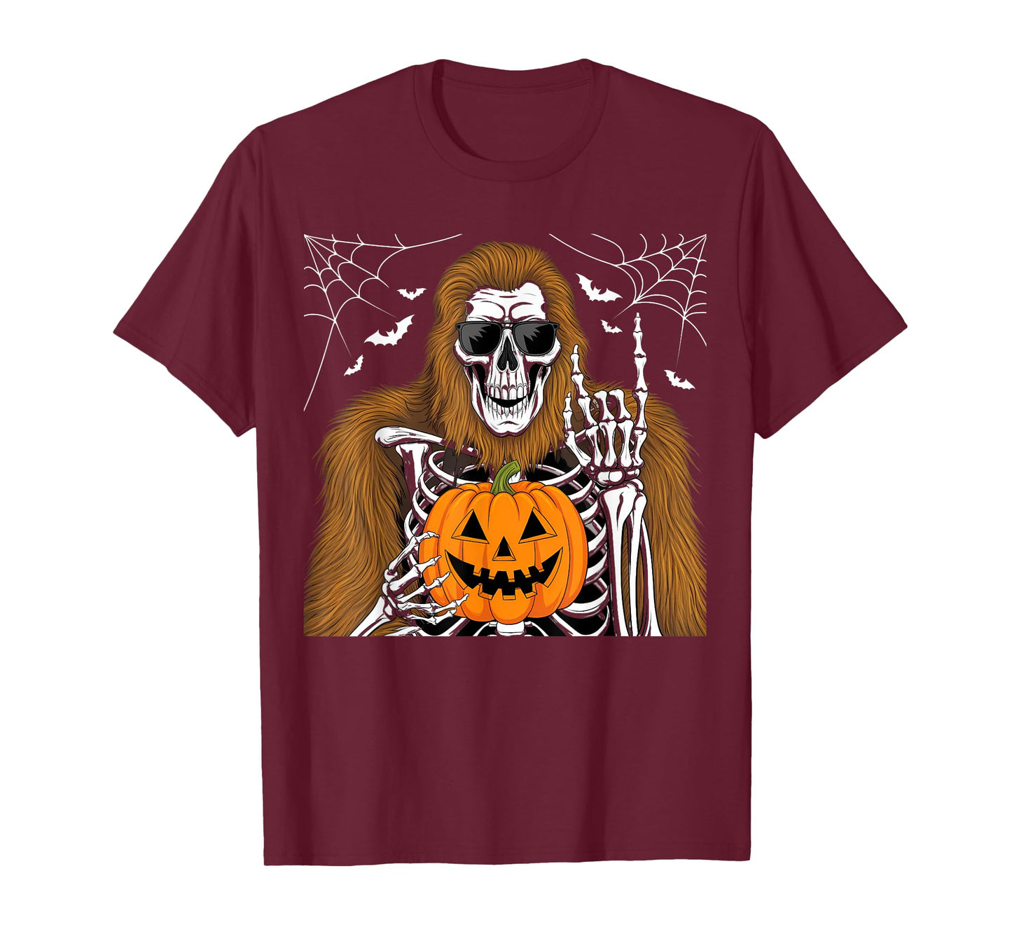 Funny Spooky Bigfoot Jack O Lantern Skeleton Halloween T-Shirt