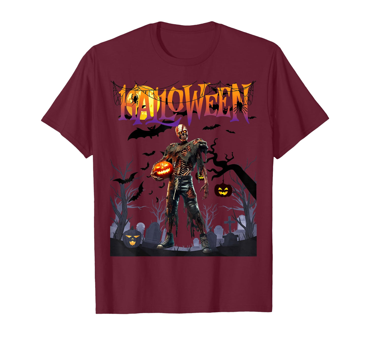 Halloween Skeleton Football Pumpkin T-Shirt