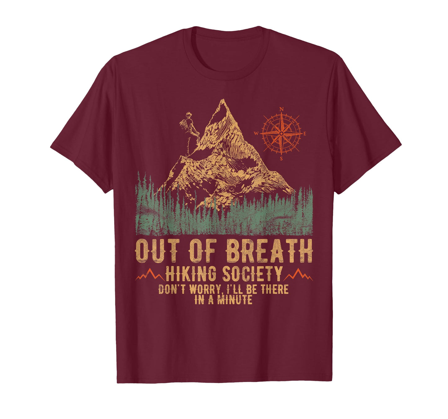 Out Of Breath Hiking Society Funny Mountain Climbing Hiker T-Shirt